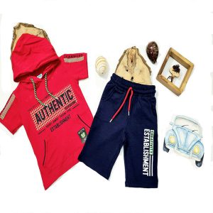 تیشرت شلوارک نخی کلاه دار پسر ترک damla کد 1147