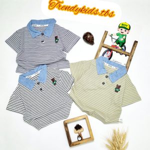 تیشرت پسرانه یقه دار راه راه لش