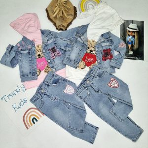 ست 3 تیکه ترک دختر  جین