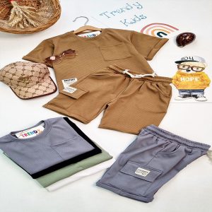 تیشرت شلوارک نخی بیسکویتی